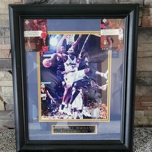 Framed Michael Jordan Basketball Collage - Black and Gold